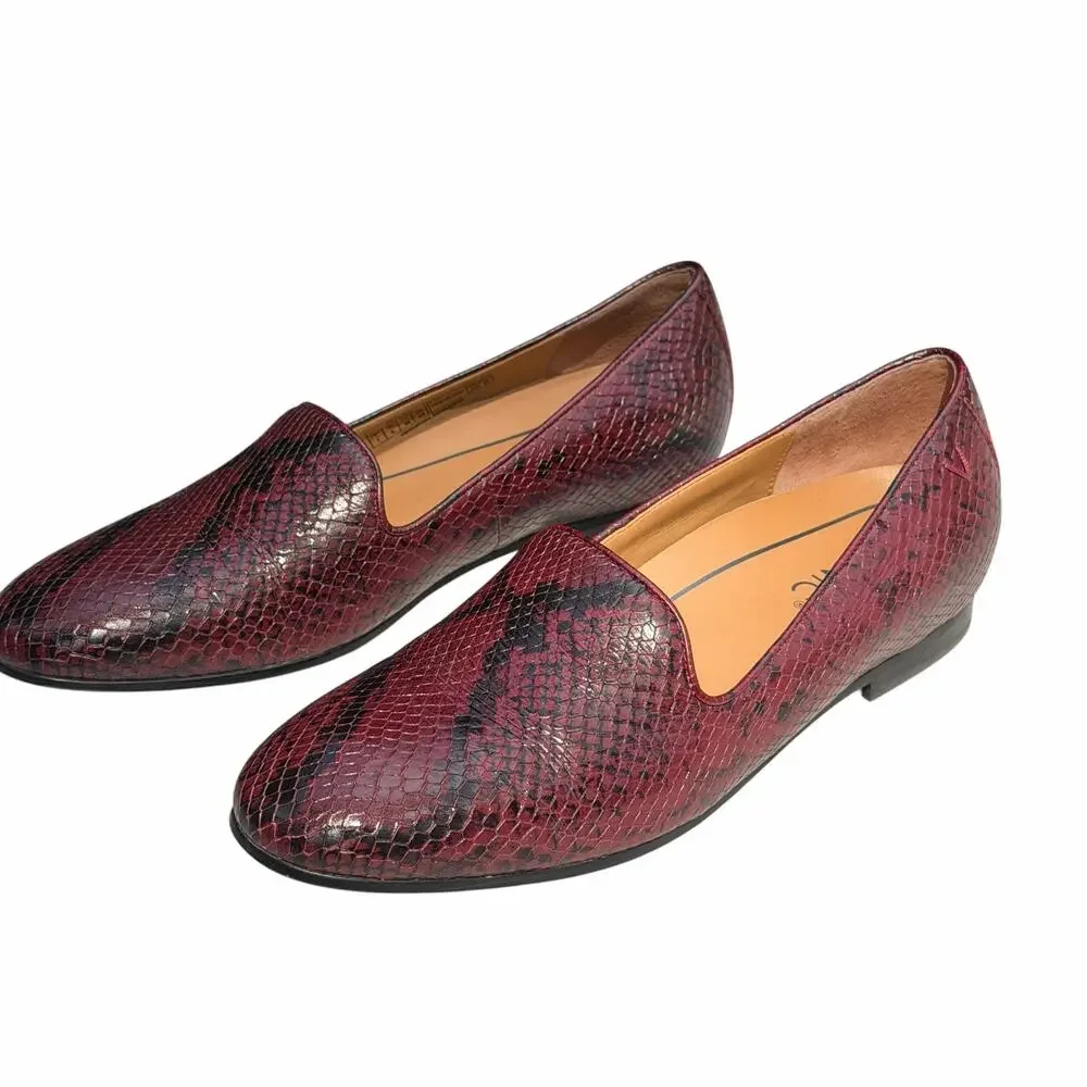 VIONIC Willa Boa Red Snakeskin Leather Slip-On Loafers Flats Comfort Shoe